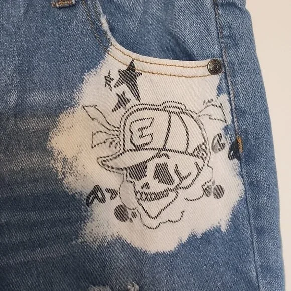 Epic Threads Skull Graphic Kids Jean Shorts Size Large - Picture 2 of 5